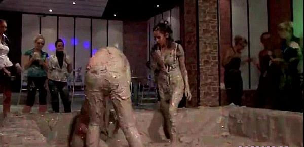  Two Lesbians Mud Wrestling